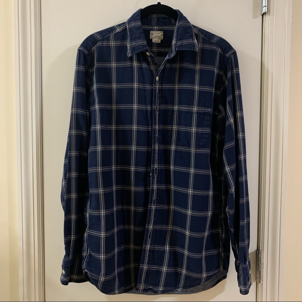 Jcrew Men’s Double Face Plaid Chambray Shirt, Small
